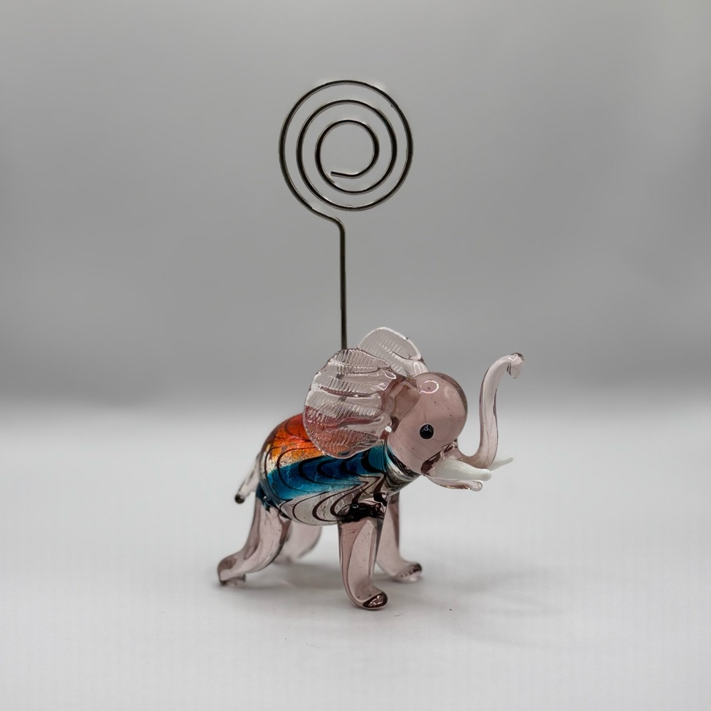 Glass Elephant photo or card holder